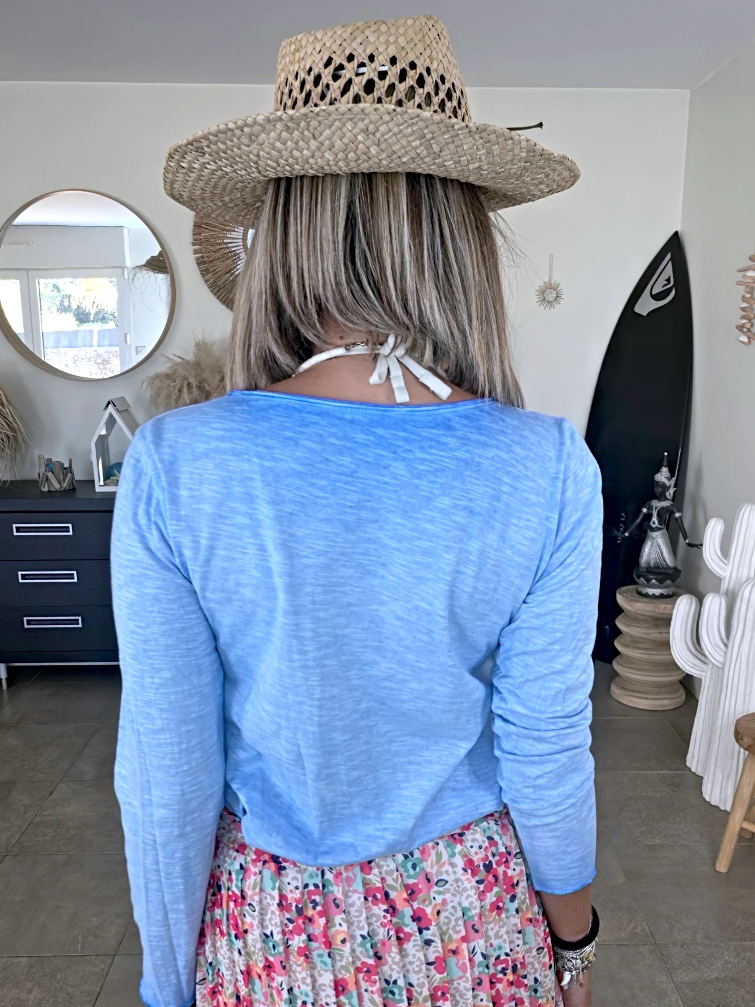 T-shirt coeur bleu et rose fluo