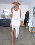 Jupe 7/8e blanc cassé en crochet