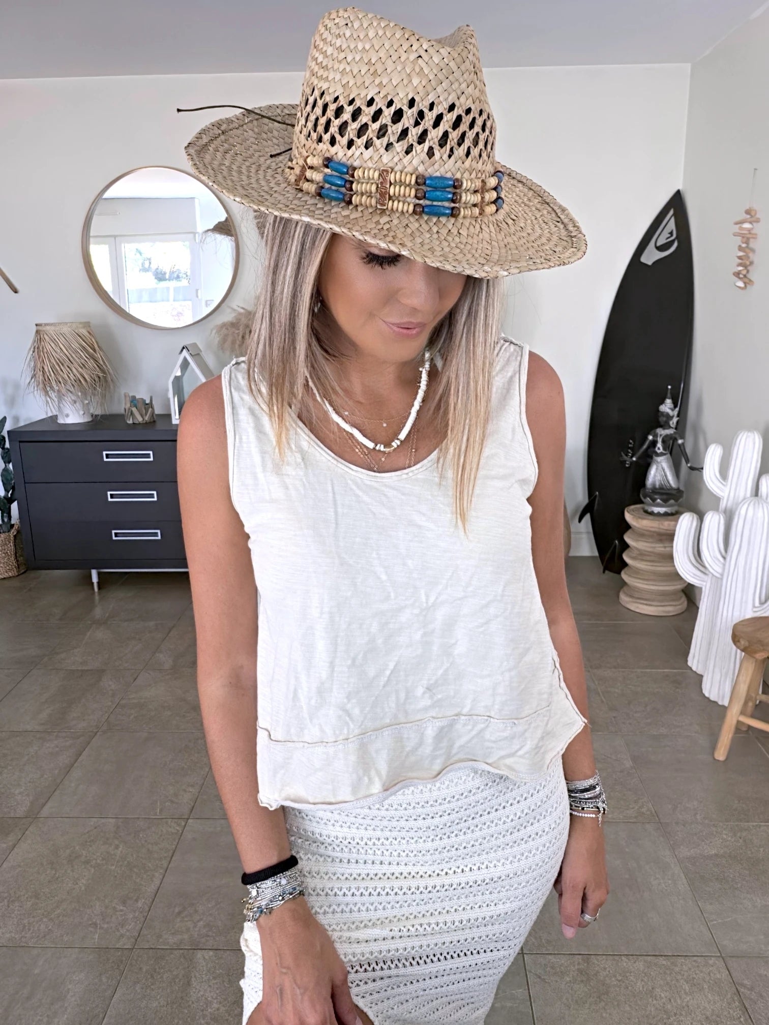 Débardeur beige en coton