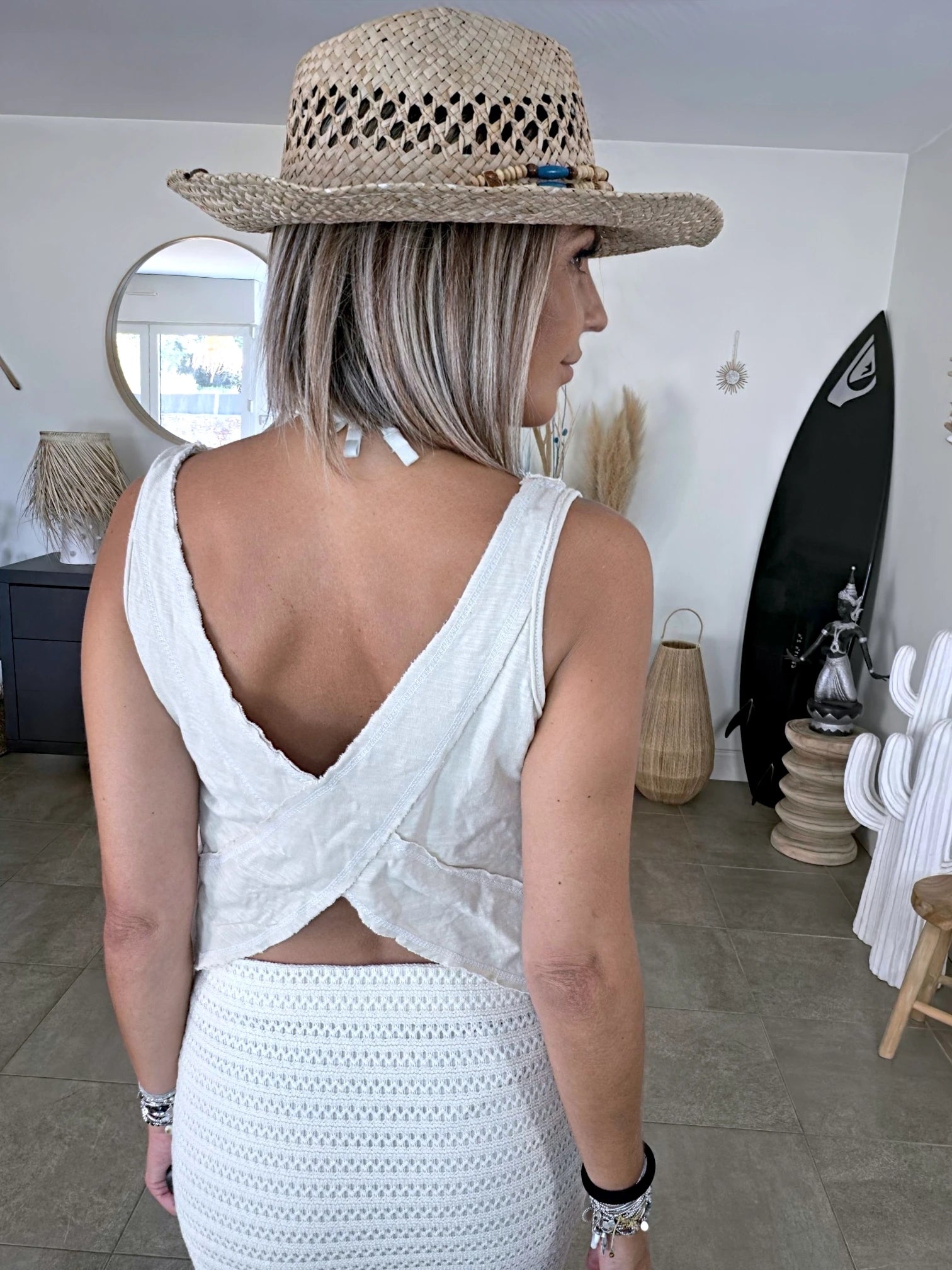 Débardeur beige en coton