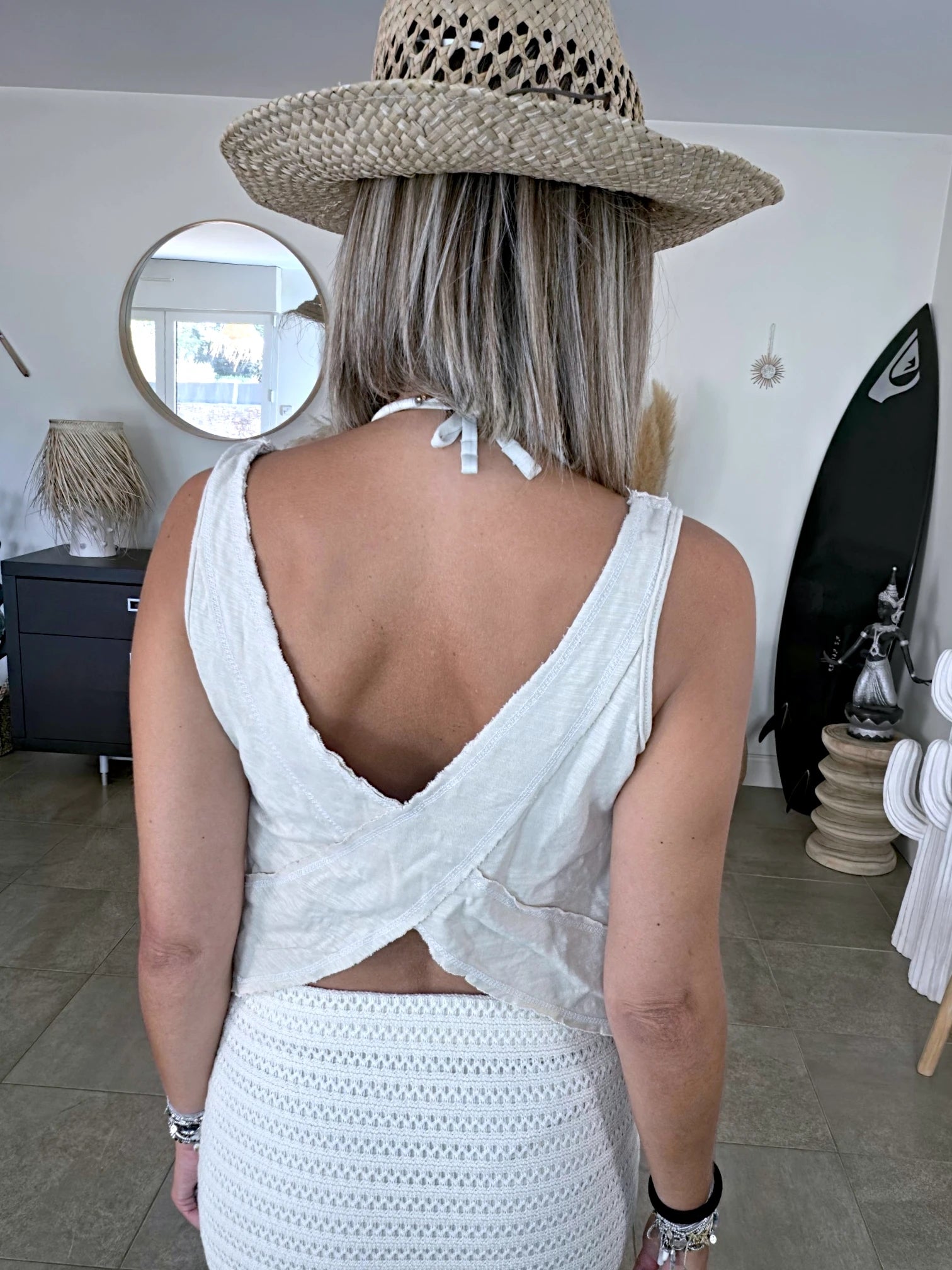 Débardeur beige en coton