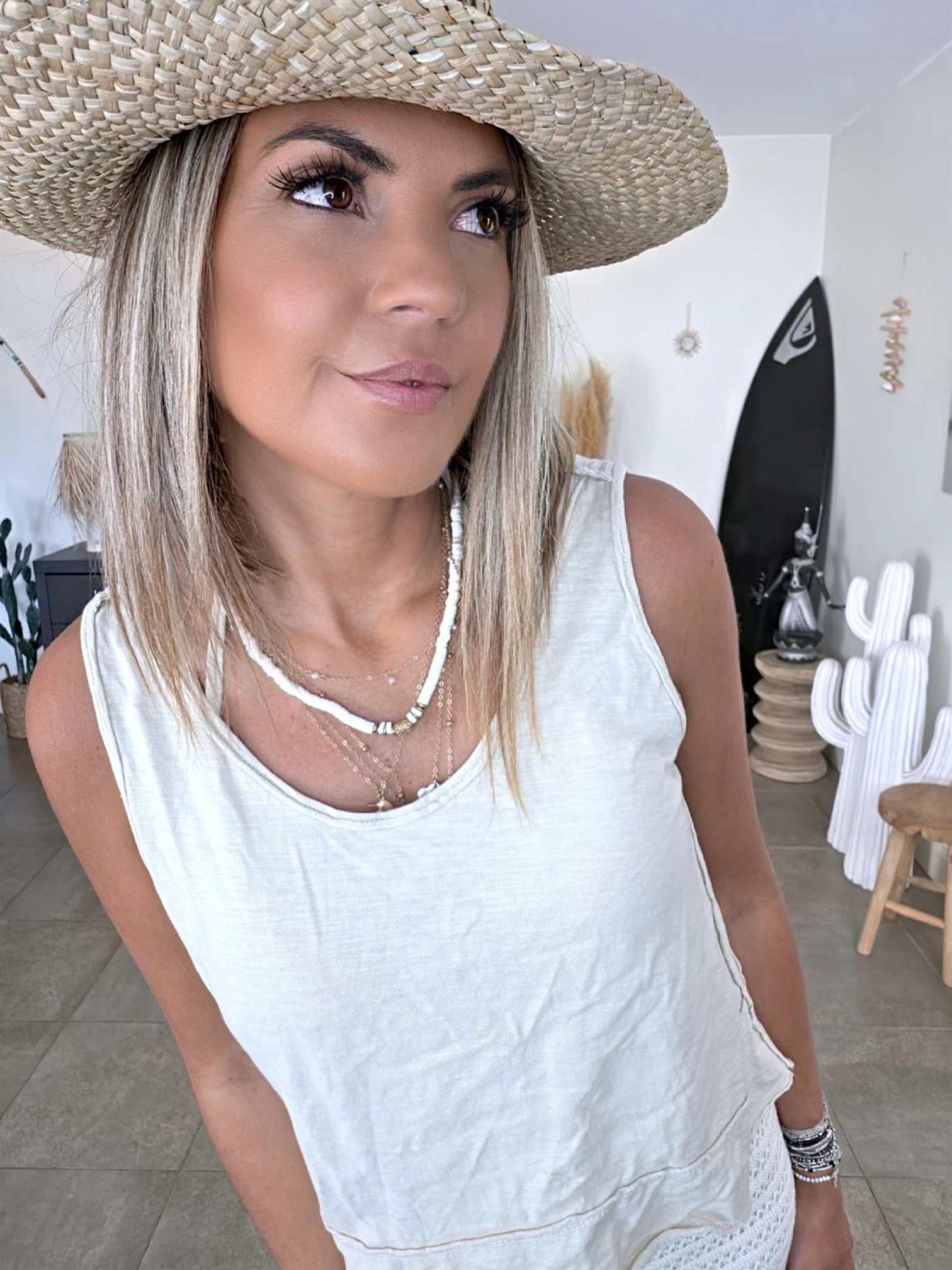 Débardeur beige en coton