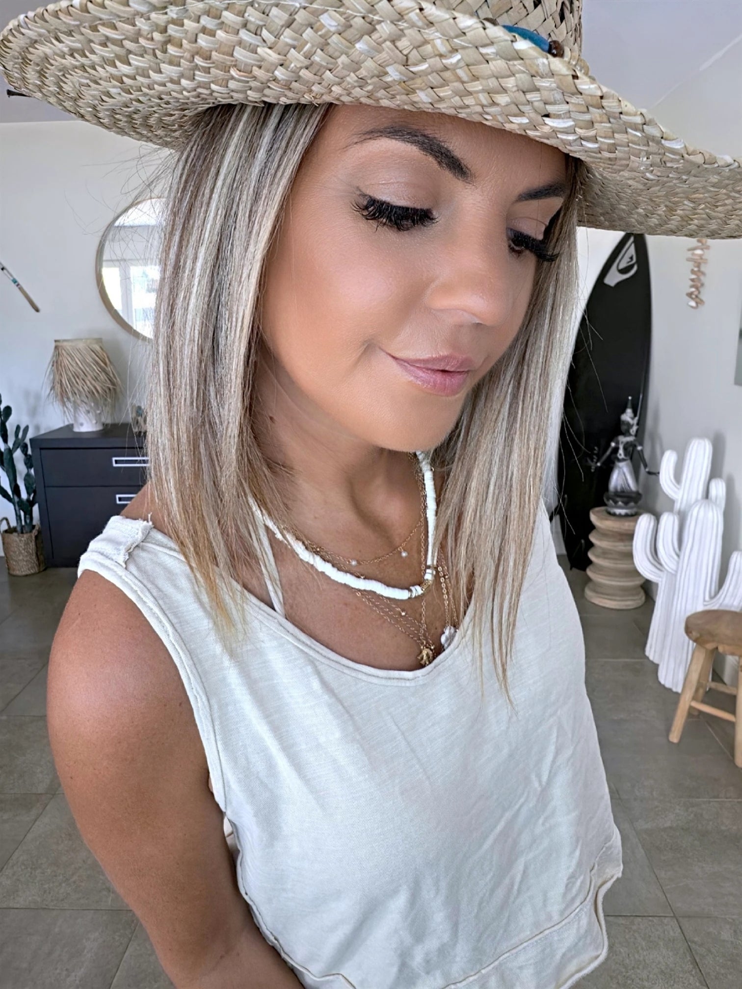 Débardeur beige en coton