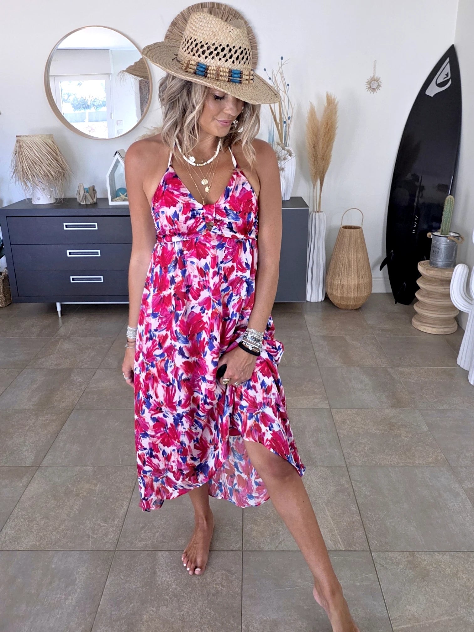 Robe asymétrique imprimé floral