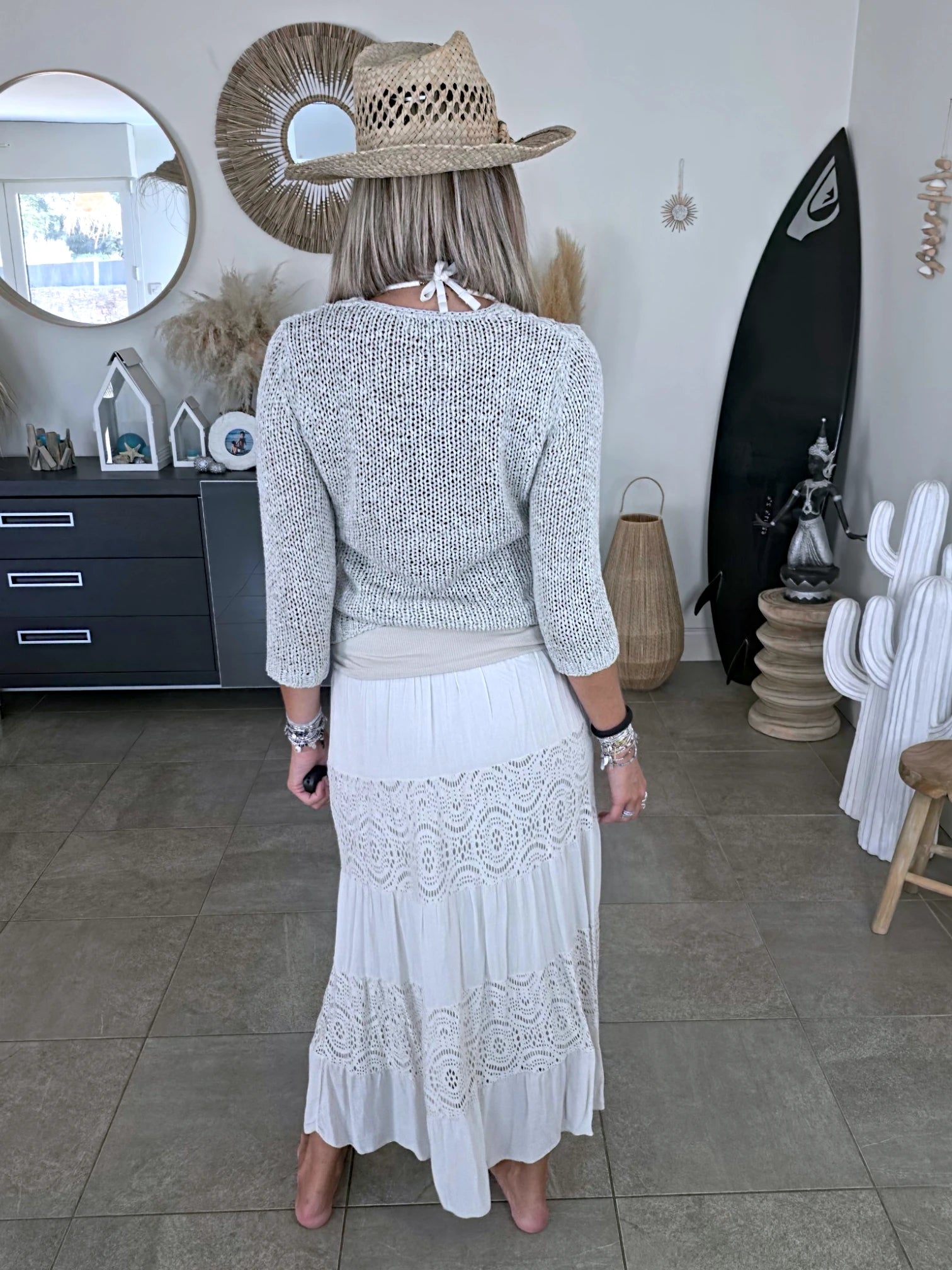 Cardigan en maille écru