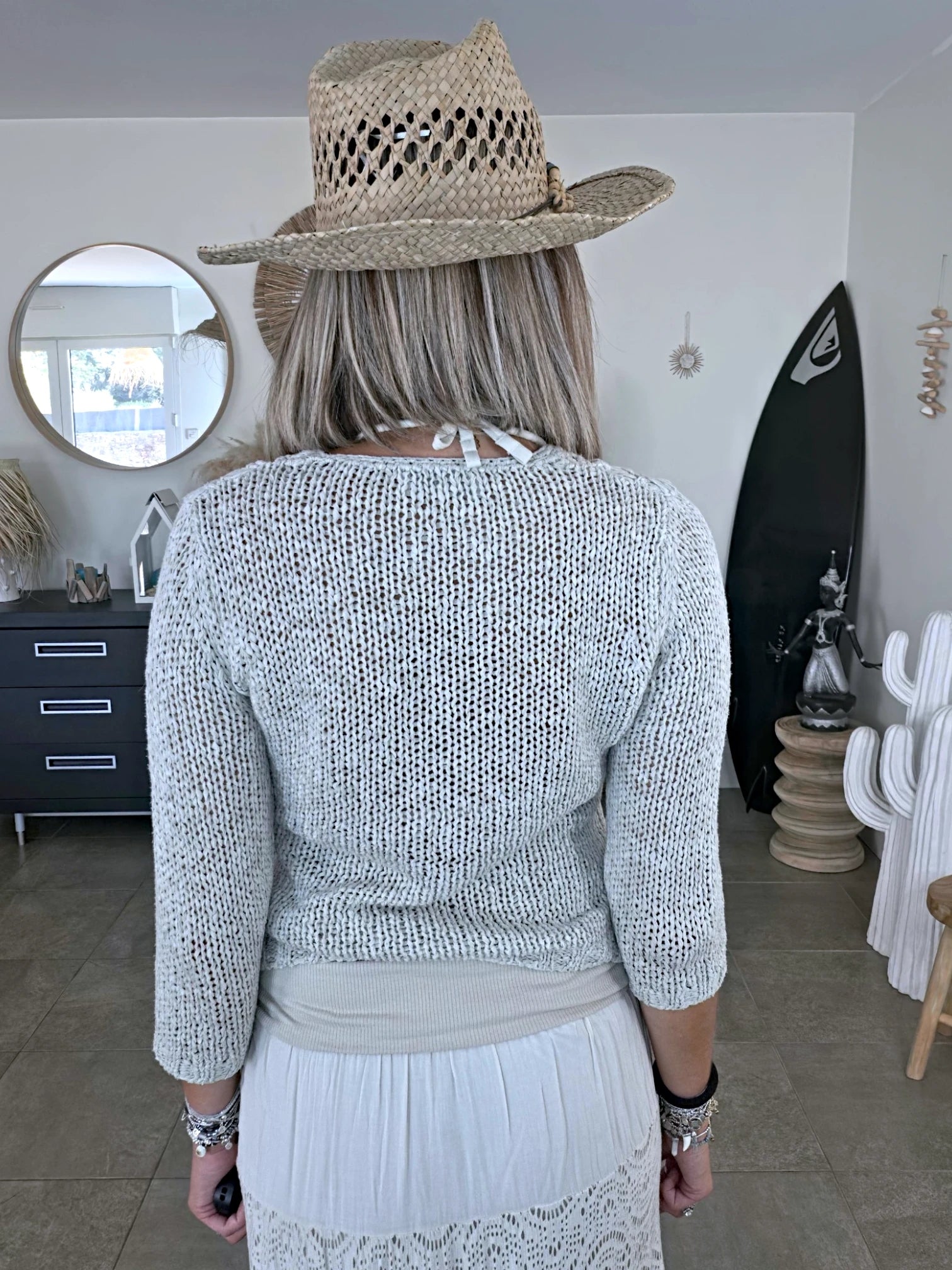 Cardigan en maille écru