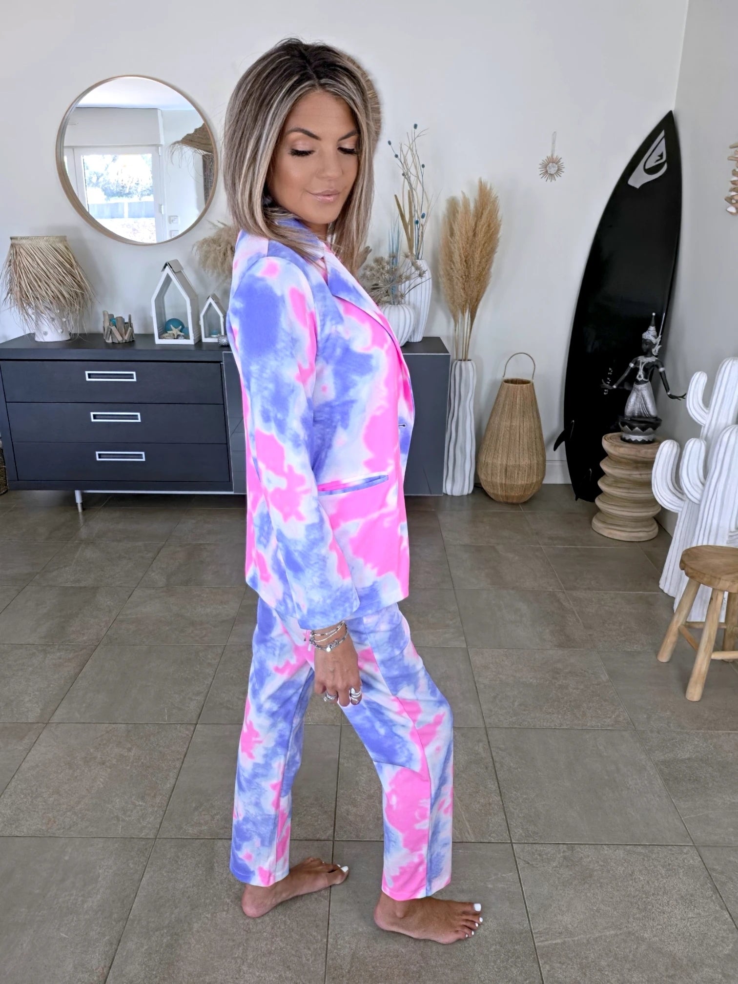 Ensemble veste + pantalon tie and dye