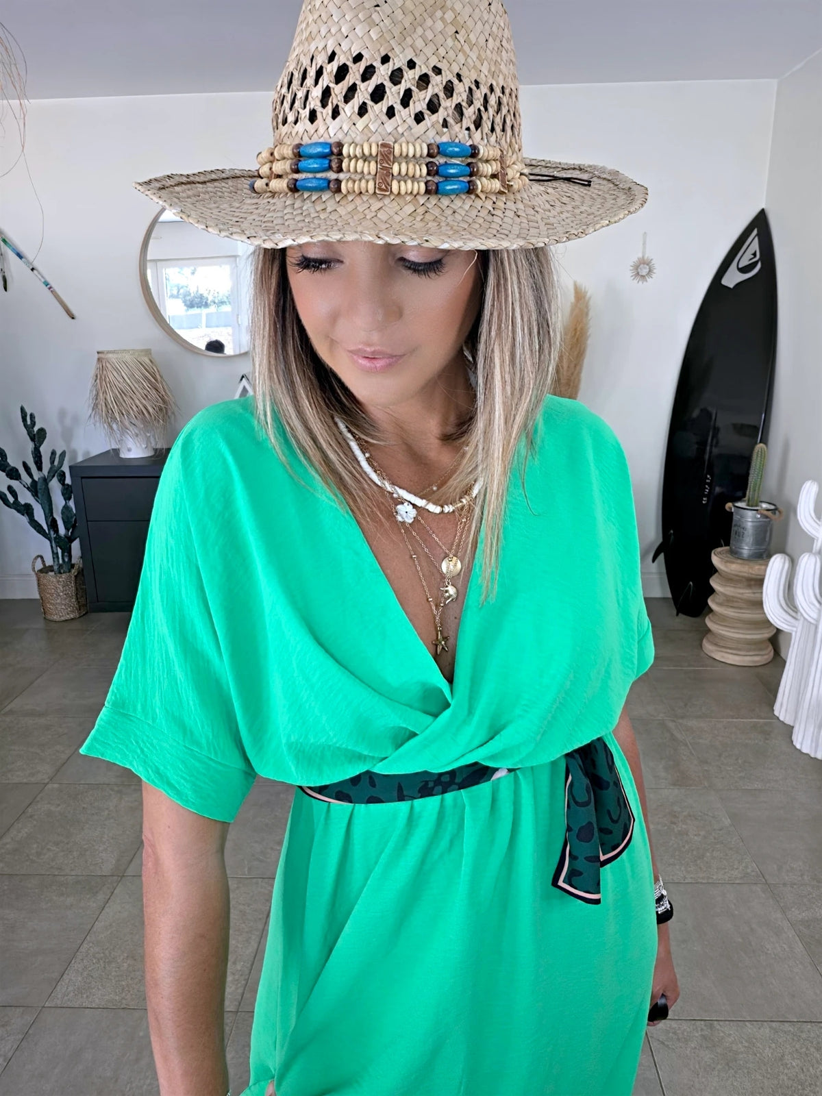 Robe vert vif avec sa ceinture japonaise - 𝐌𝐚𝐫𝐢𝐧𝐚𝟒𝟒𝐟𝐚𝐦𝐢𝐥𝐲