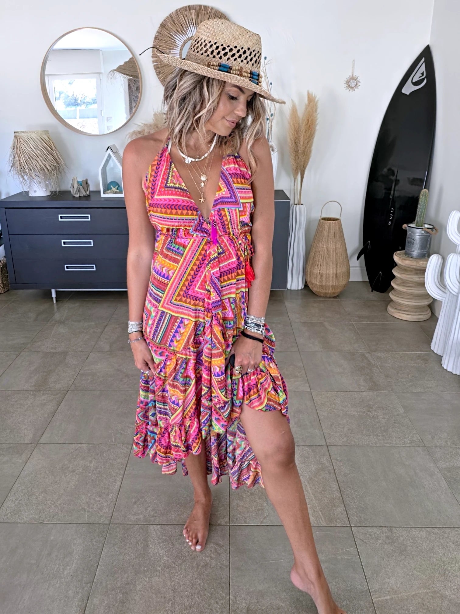 Robe asymétrique en soie