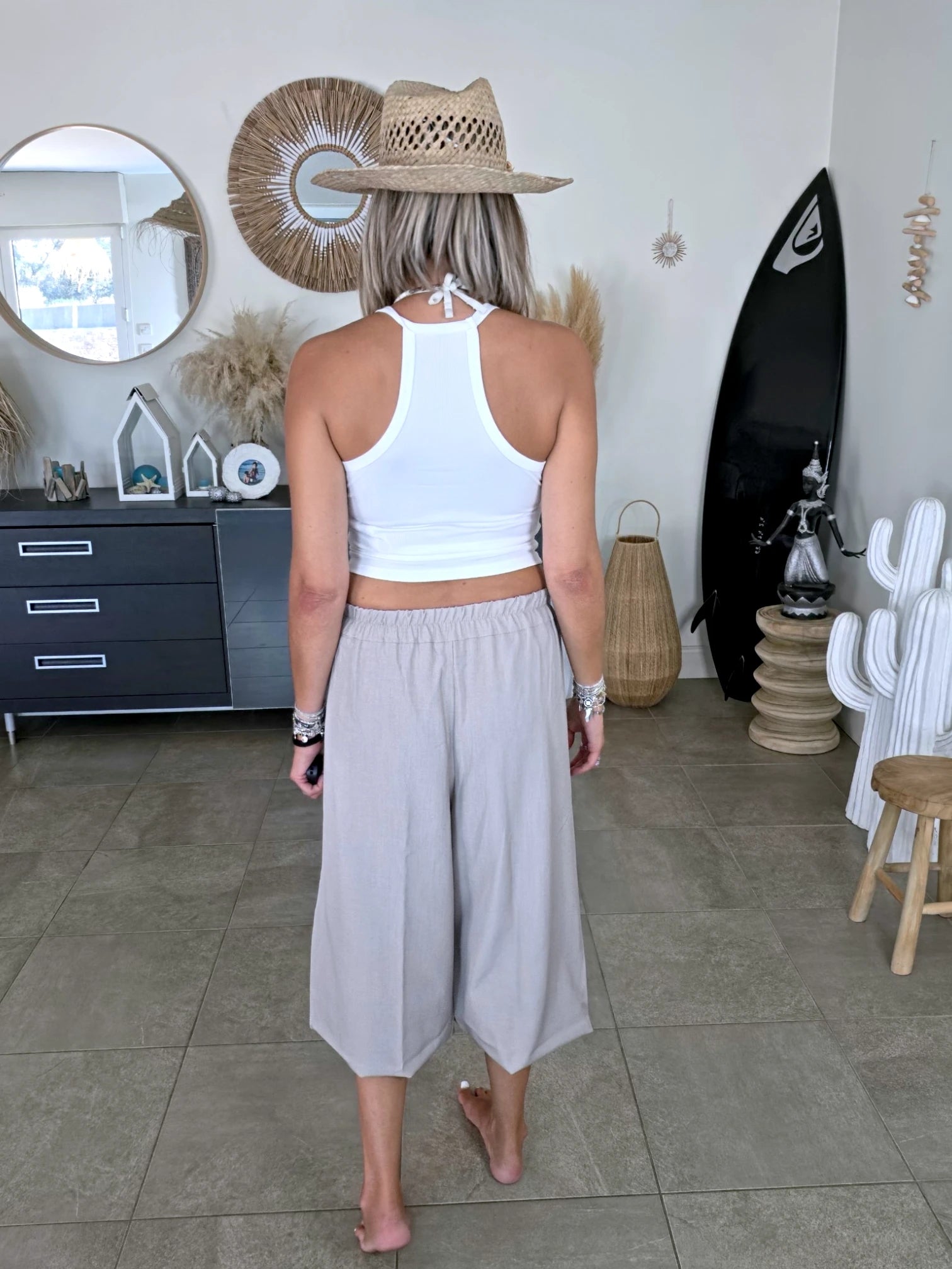 Pantalon 2&amp;1 Bermuda beige-gris
