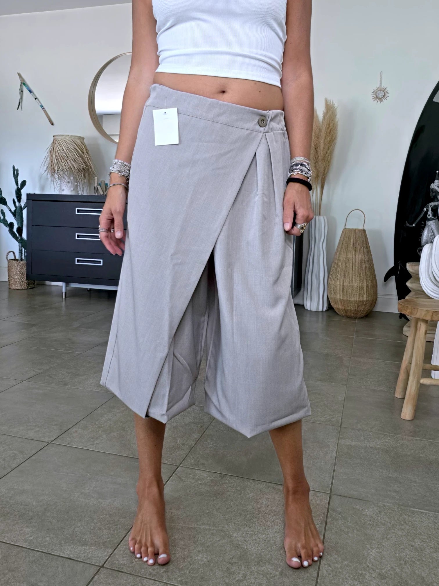Pantalon 2&amp;1 Bermuda beige-gris