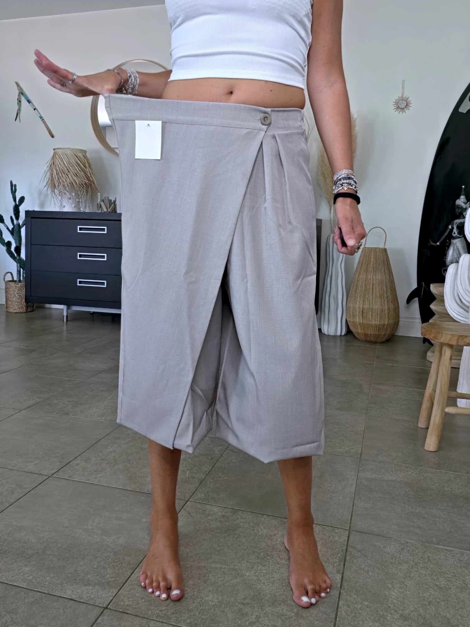 Pantalon 2&amp;1 Bermuda beige-gris