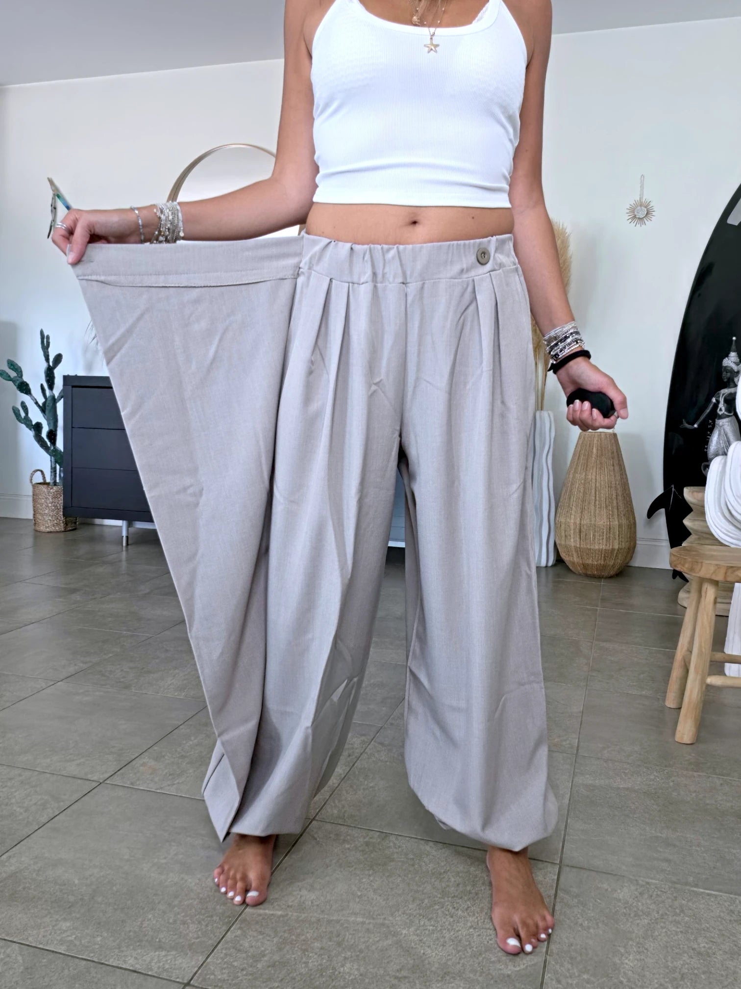 Pantalon 2&amp;1 Bermuda beige-gris