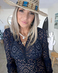 Robe de plage noire ajourée