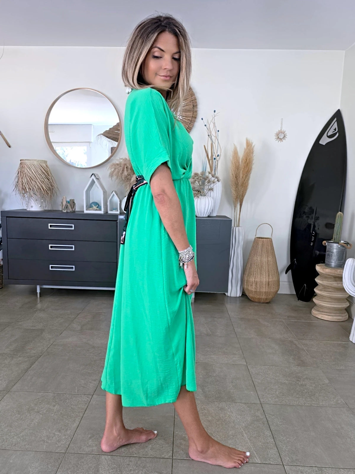 Robe vert vif avec sa ceinture japonaise - 𝐌𝐚𝐫𝐢𝐧𝐚𝟒𝟒𝐟𝐚𝐦𝐢𝐥𝐲