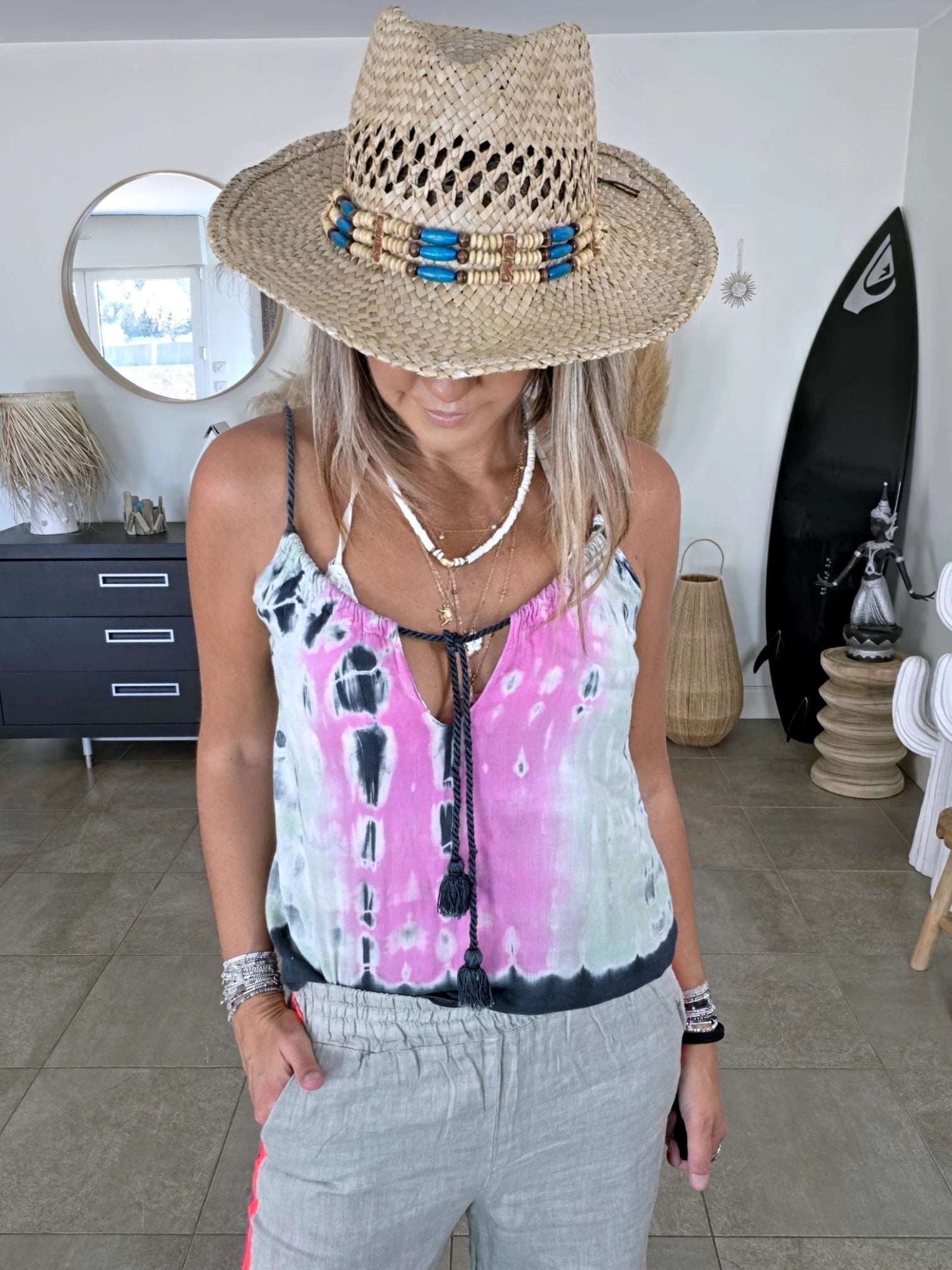 Débardeur taupe tie and dye