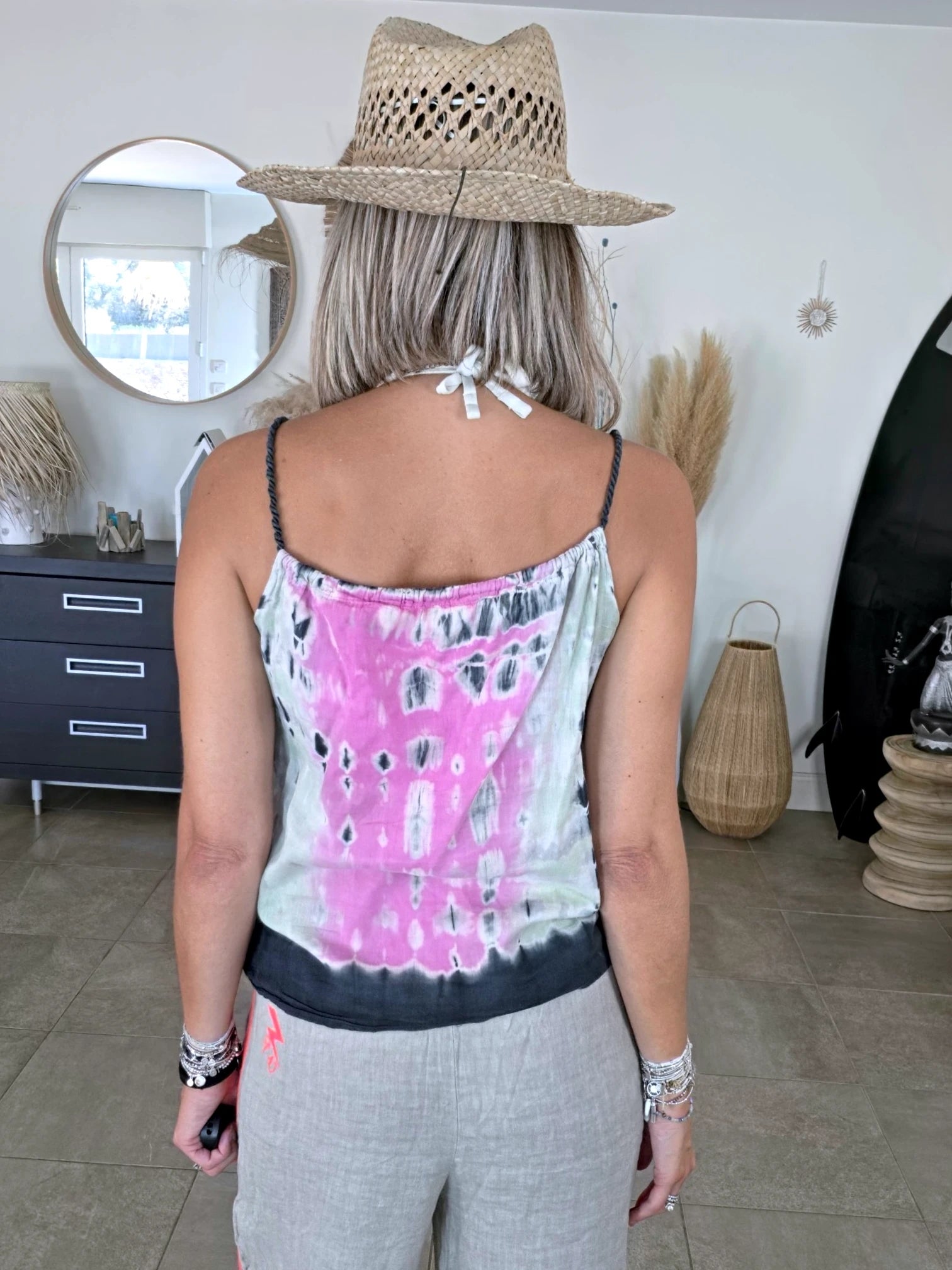 Débardeur taupe tie and dye