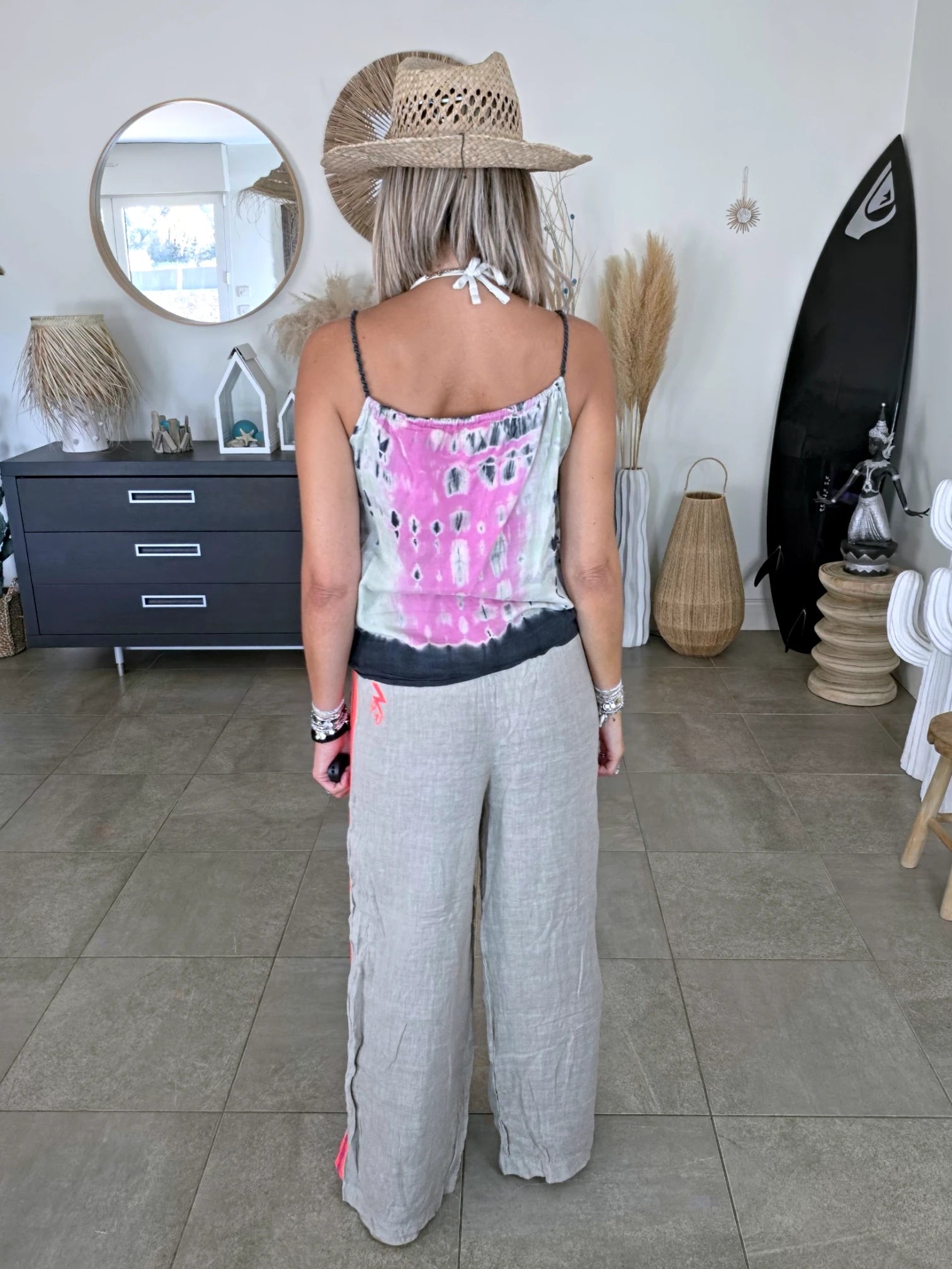 Débardeur taupe tie and dye