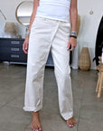 Pantalon écru taille asymétrique