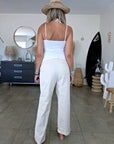 Pantalon écru taille asymétrique