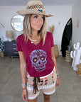 T-shirt bordeaux délavé Mexico
