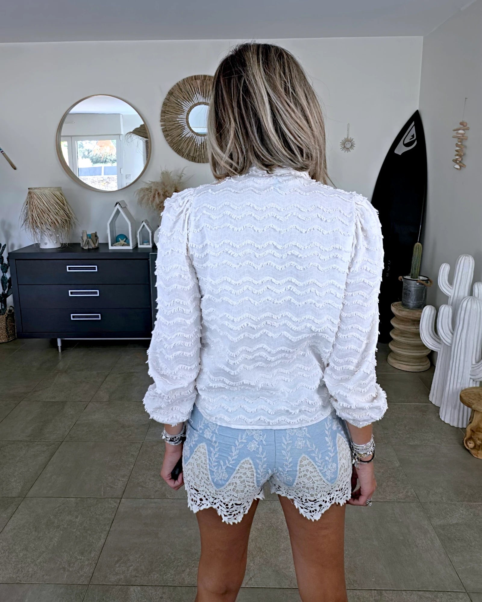 Chemise plumetis écrue