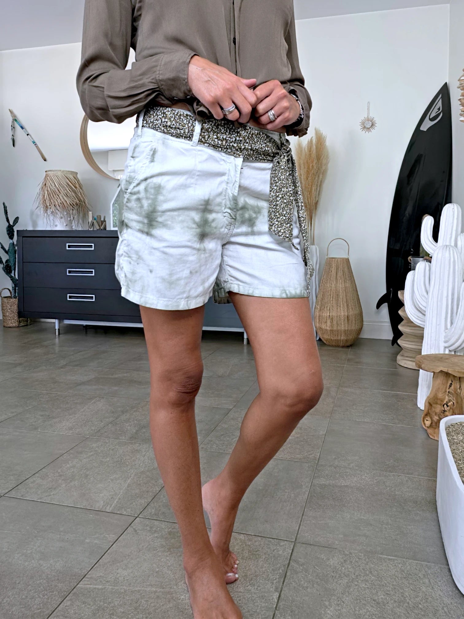 Short en lin tie and dye
