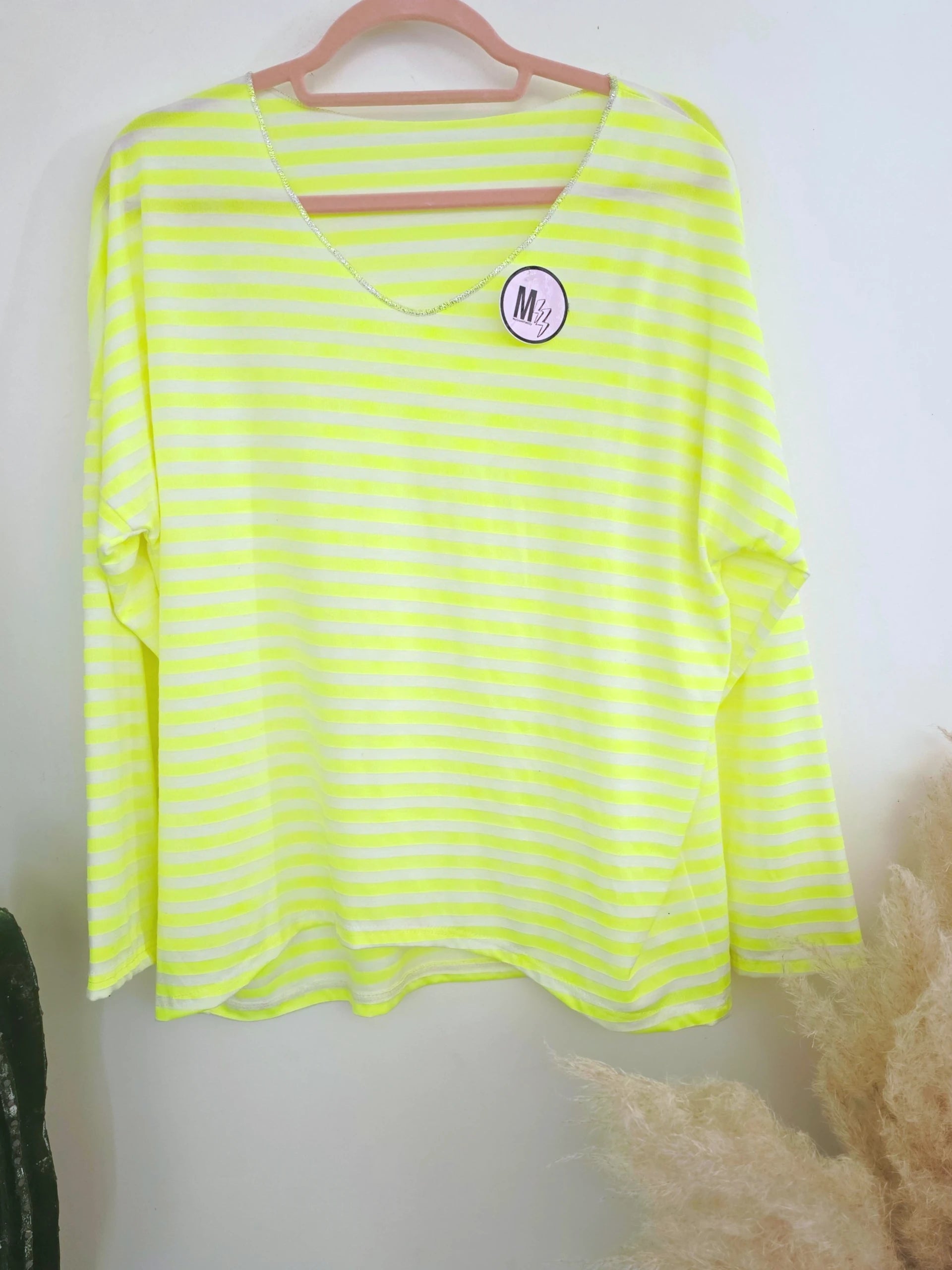 T-shirt rayé jaune fluo