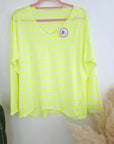 T-shirt rayé jaune fluo