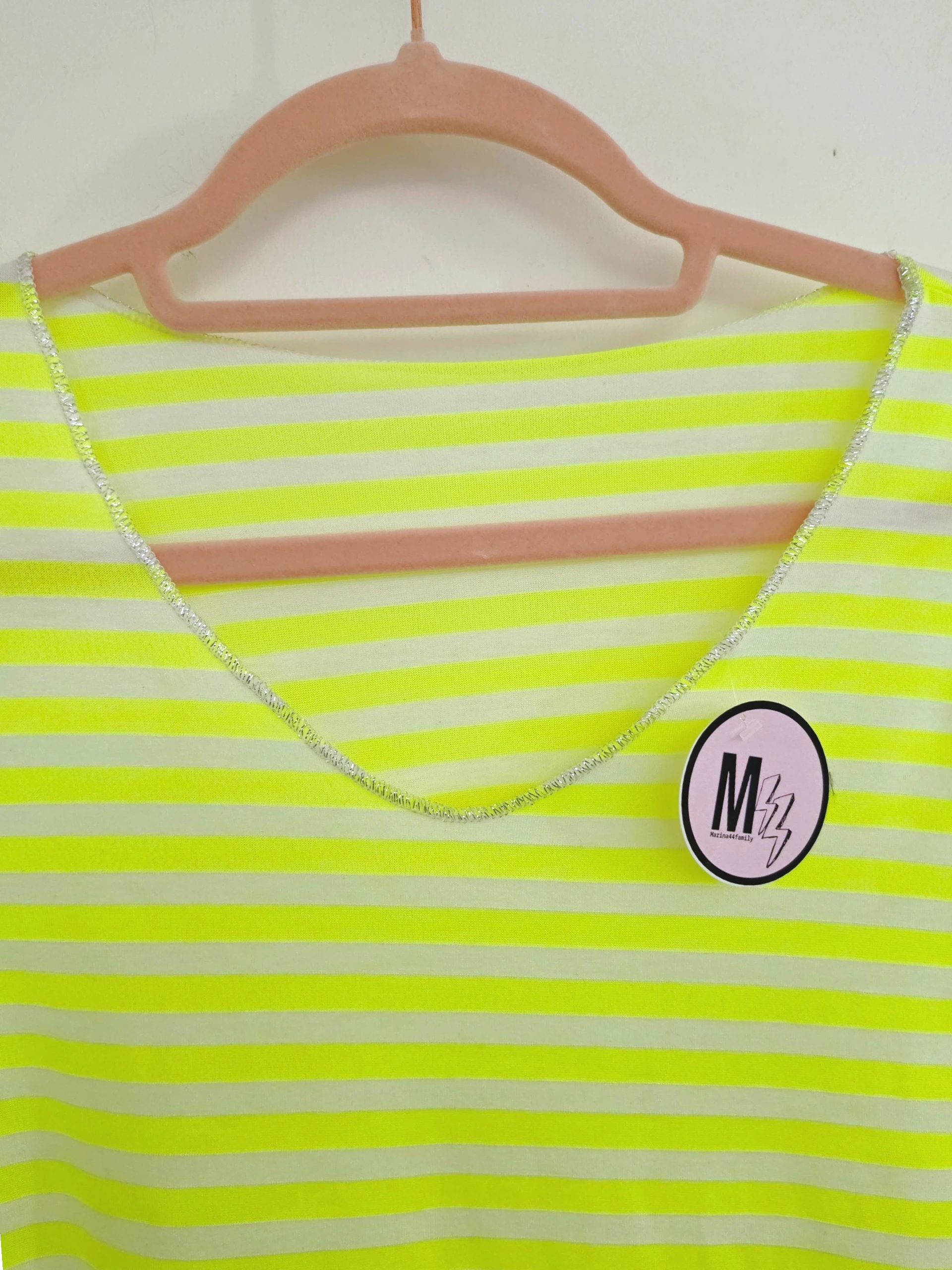 T-shirt rayé jaune fluo