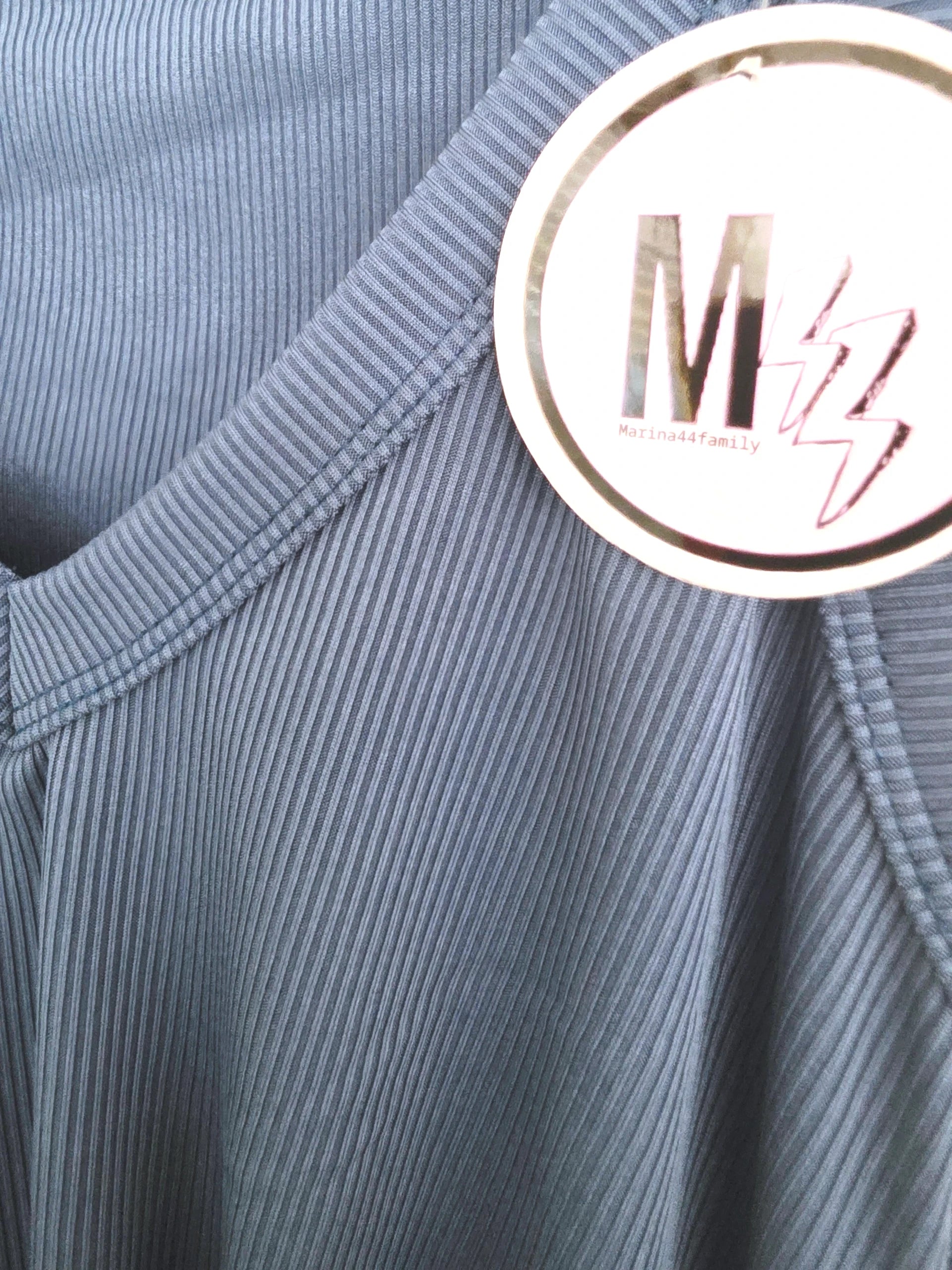 Débardeur bleu jean à maille côtelée extensible