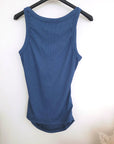 Débardeur bleu jean à maille côtelée extensible