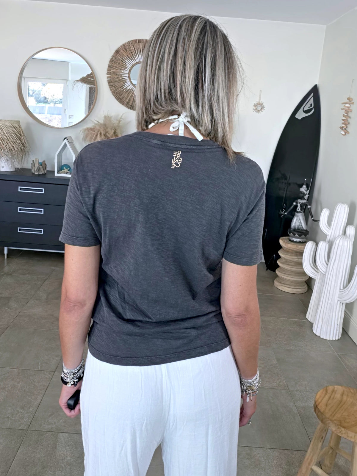 T-shirt gris Power à strass - 𝐌𝐚𝐫𝐢𝐧𝐚𝟒𝟒𝐟𝐚𝐦𝐢𝐥𝐲