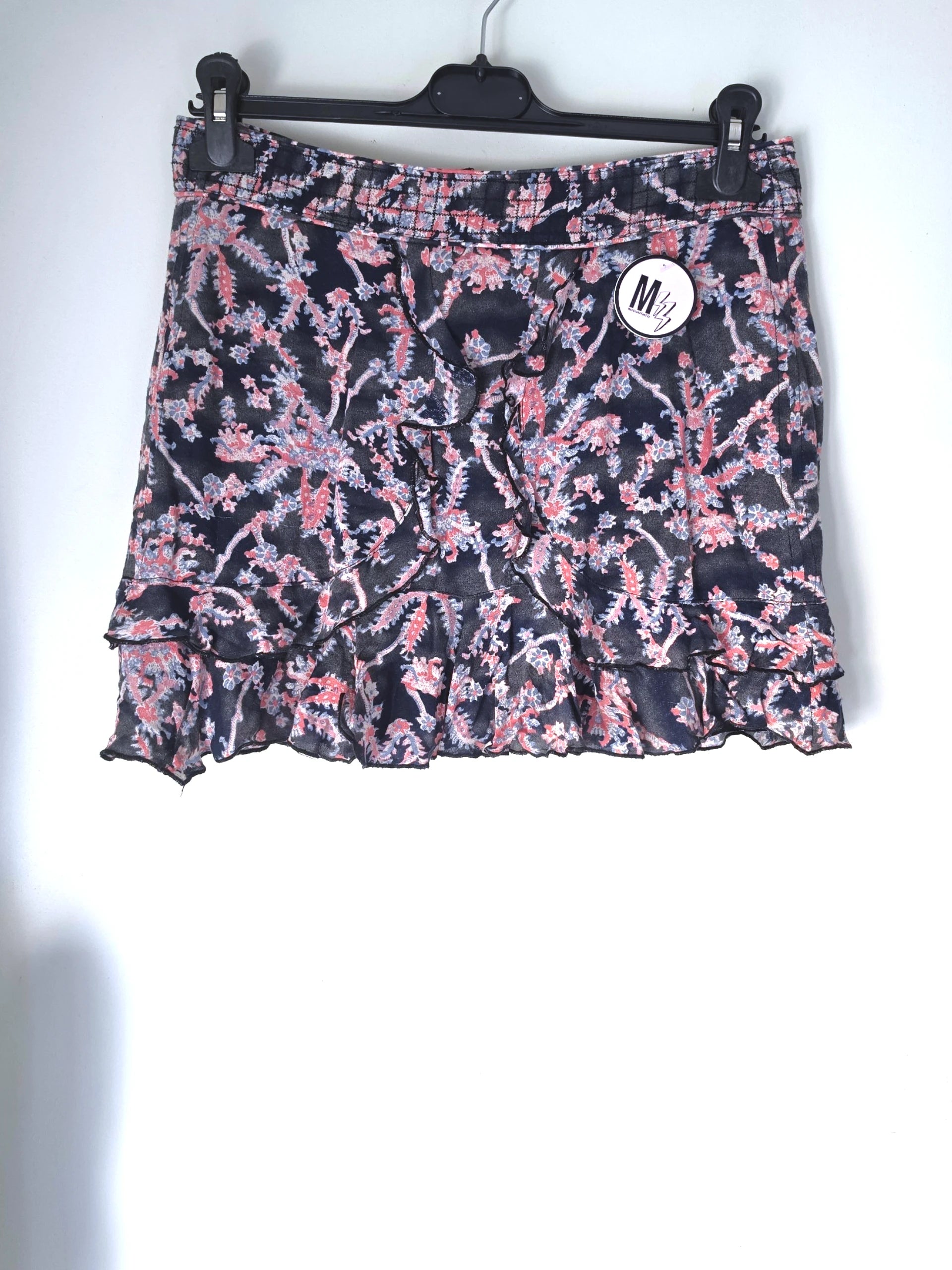 Jupe à imprimé bleu marine et rose