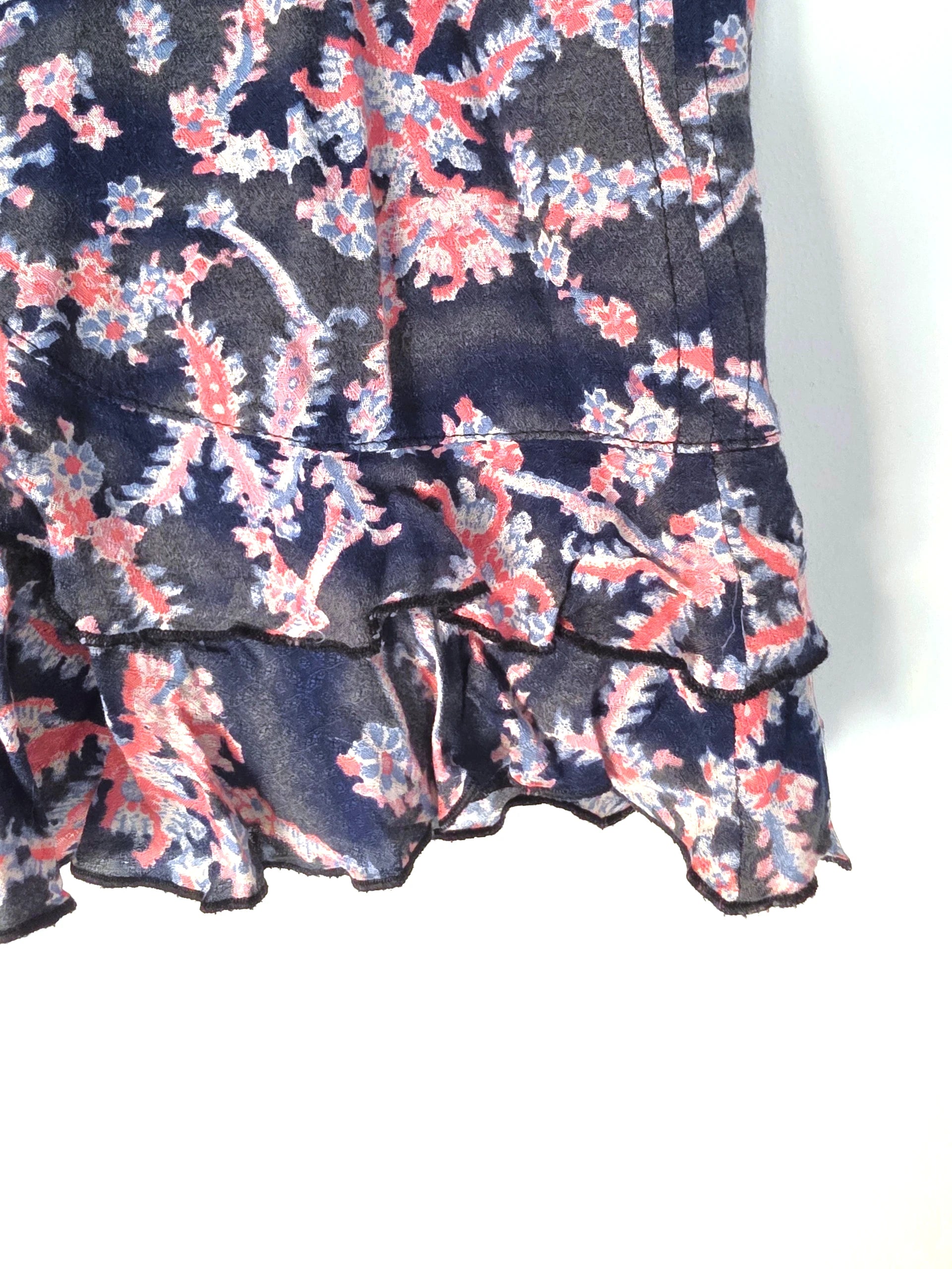 Jupe à imprimé bleu marine et rose