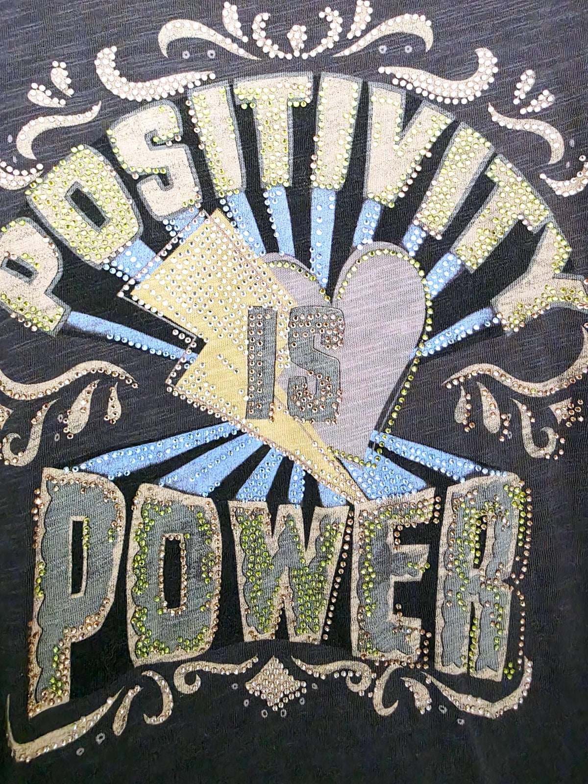 T-shirt gris Power à strass - 𝐌𝐚𝐫𝐢𝐧𝐚𝟒𝟒𝐟𝐚𝐦𝐢𝐥𝐲
