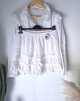 Ensemble blanc chemise + short à broderie anglaise