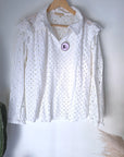 Ensemble blanc chemise + short à broderie anglaise