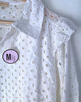 Ensemble blanc chemise + short à broderie anglaise