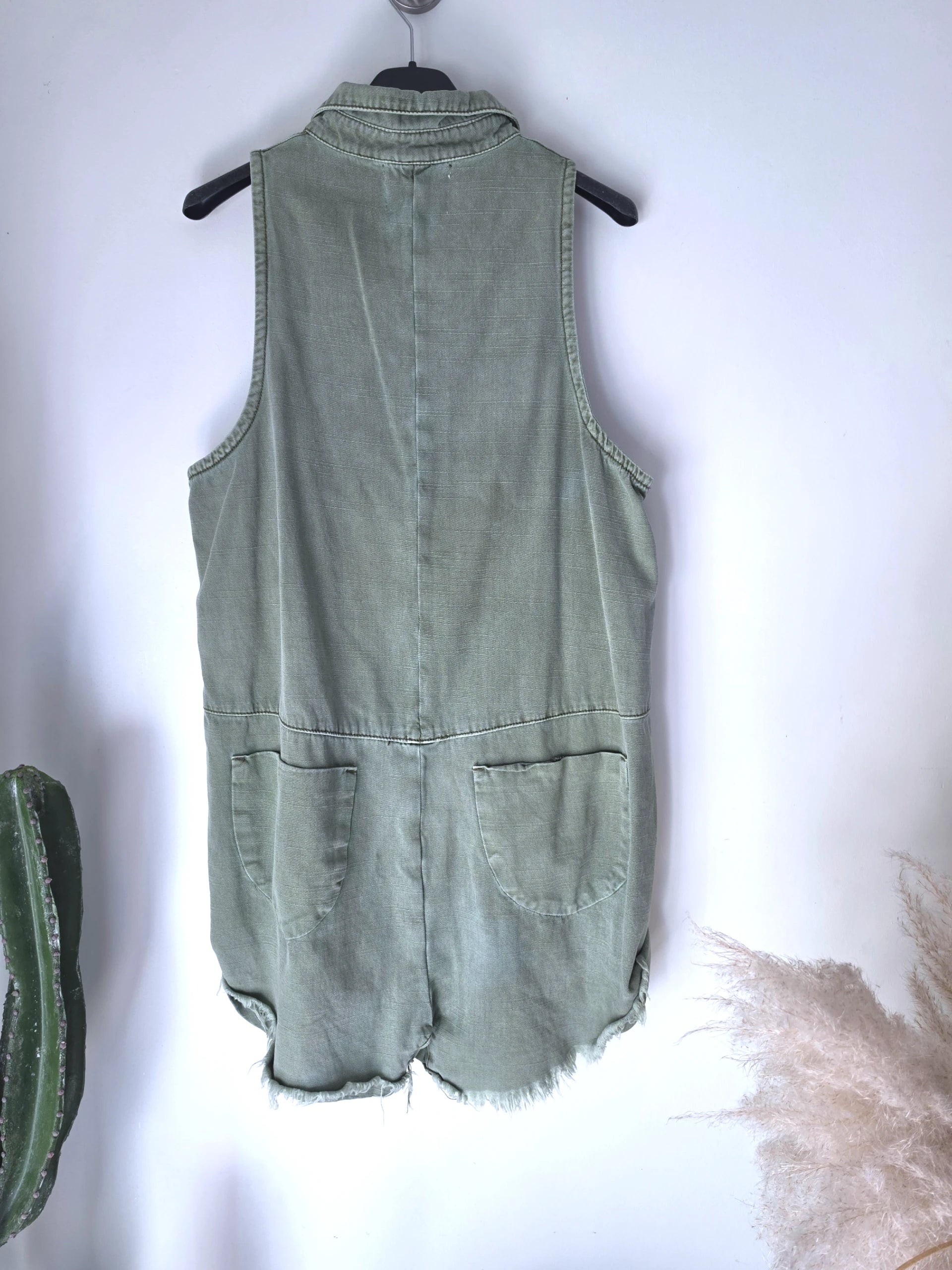 Combi-short vert en coton