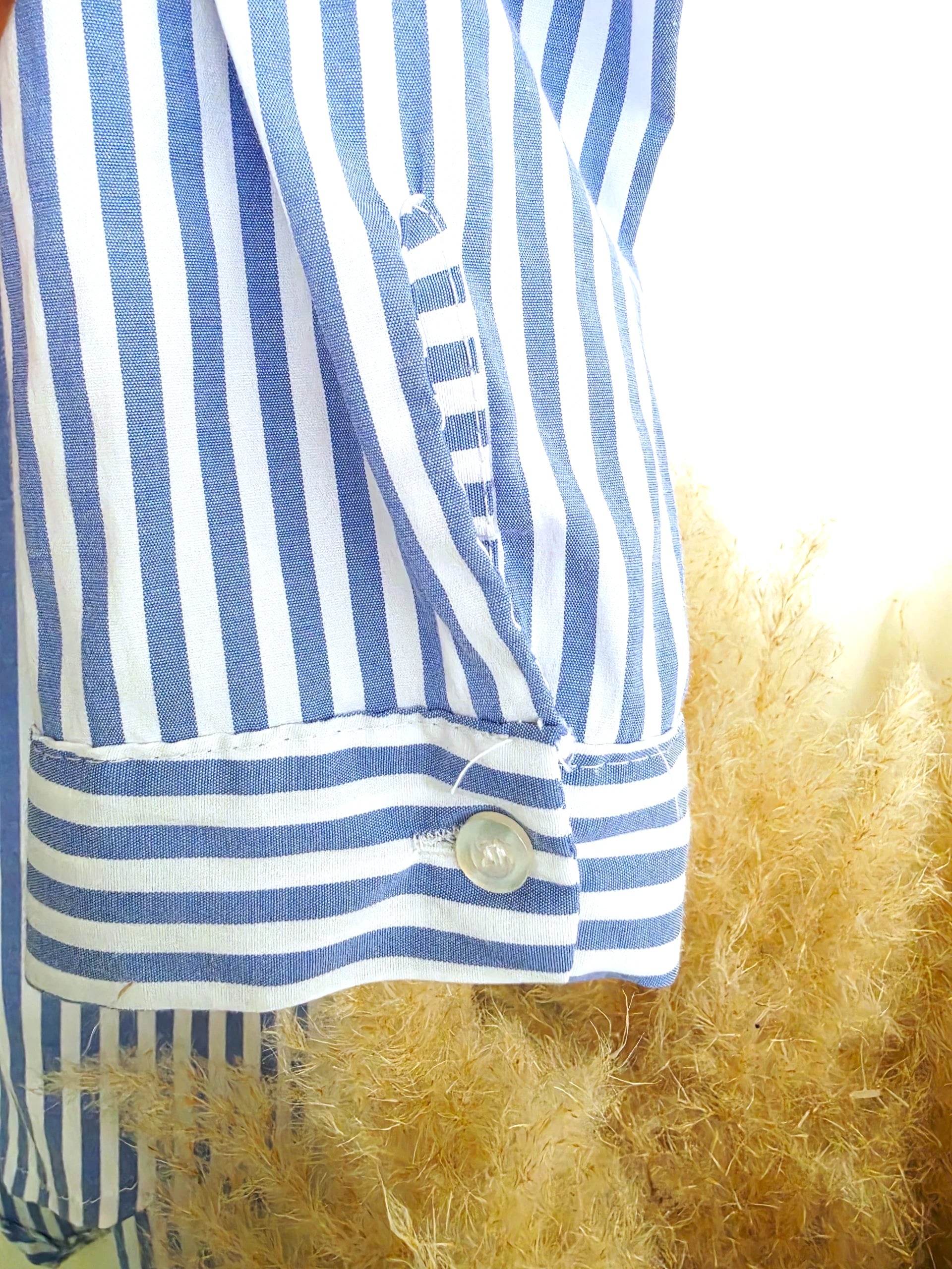 Chemise asymétrique à rayures bleu ciel