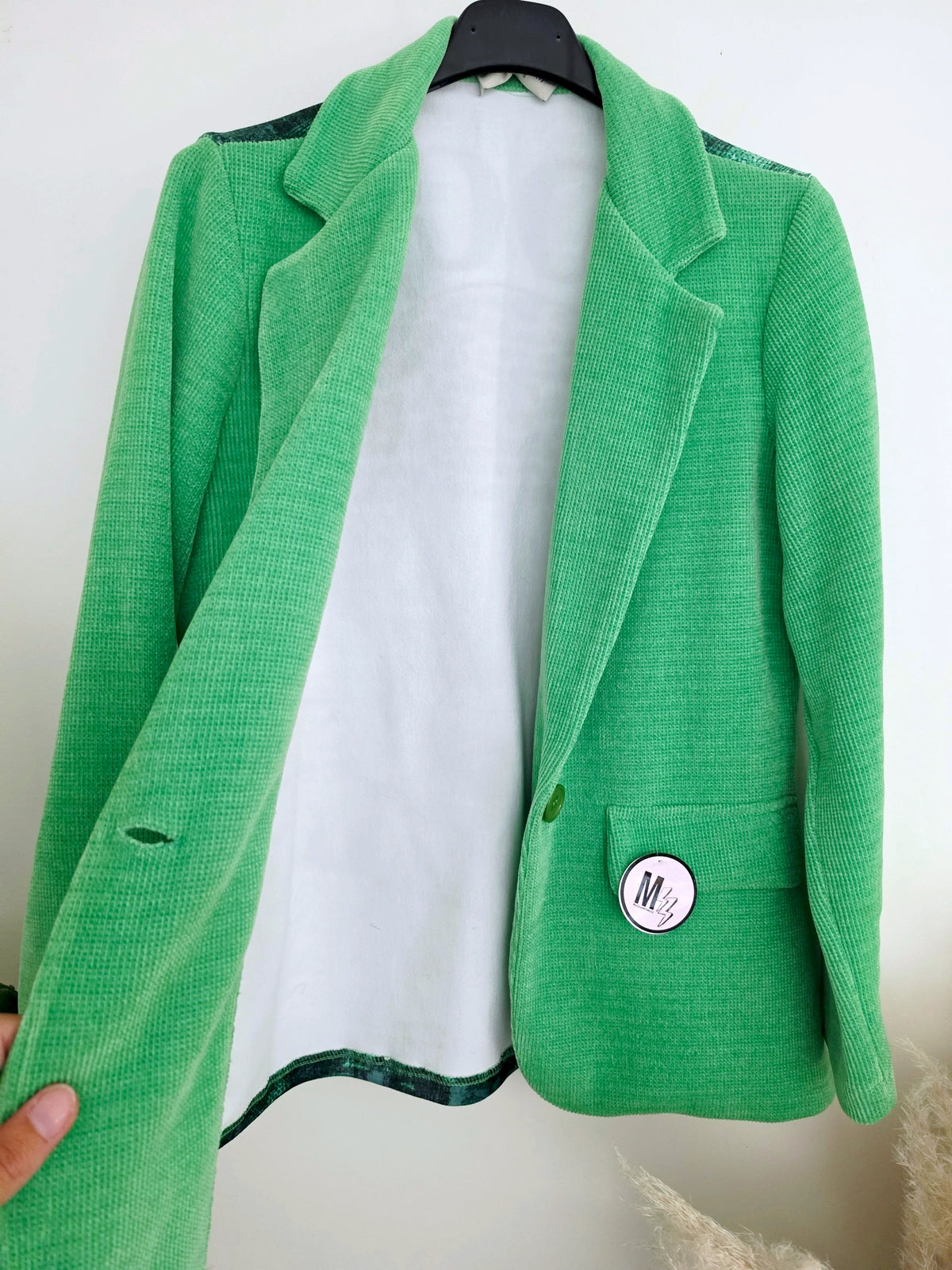 Veste velours ras vert "rock"