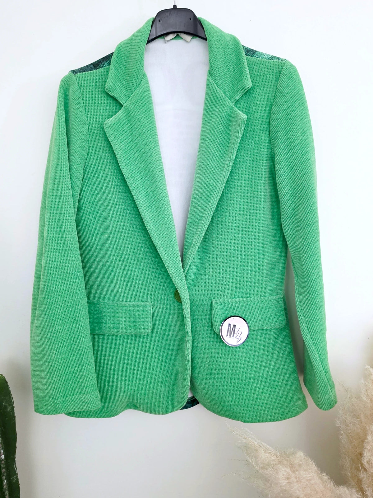 Veste velours ras vert "rock"