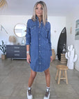 Robe en jean bleu avec bandes latérales - 𝐌𝐚𝐫𝐢𝐧𝐚𝟒𝟒𝐟𝐚𝐦𝐢𝐥𝐲