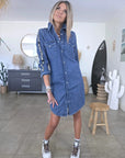 Robe en jean bleu avec bandes latérales - 𝐌𝐚𝐫𝐢𝐧𝐚𝟒𝟒𝐟𝐚𝐦𝐢𝐥𝐲