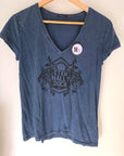 T-shirt bleu à inscriptions