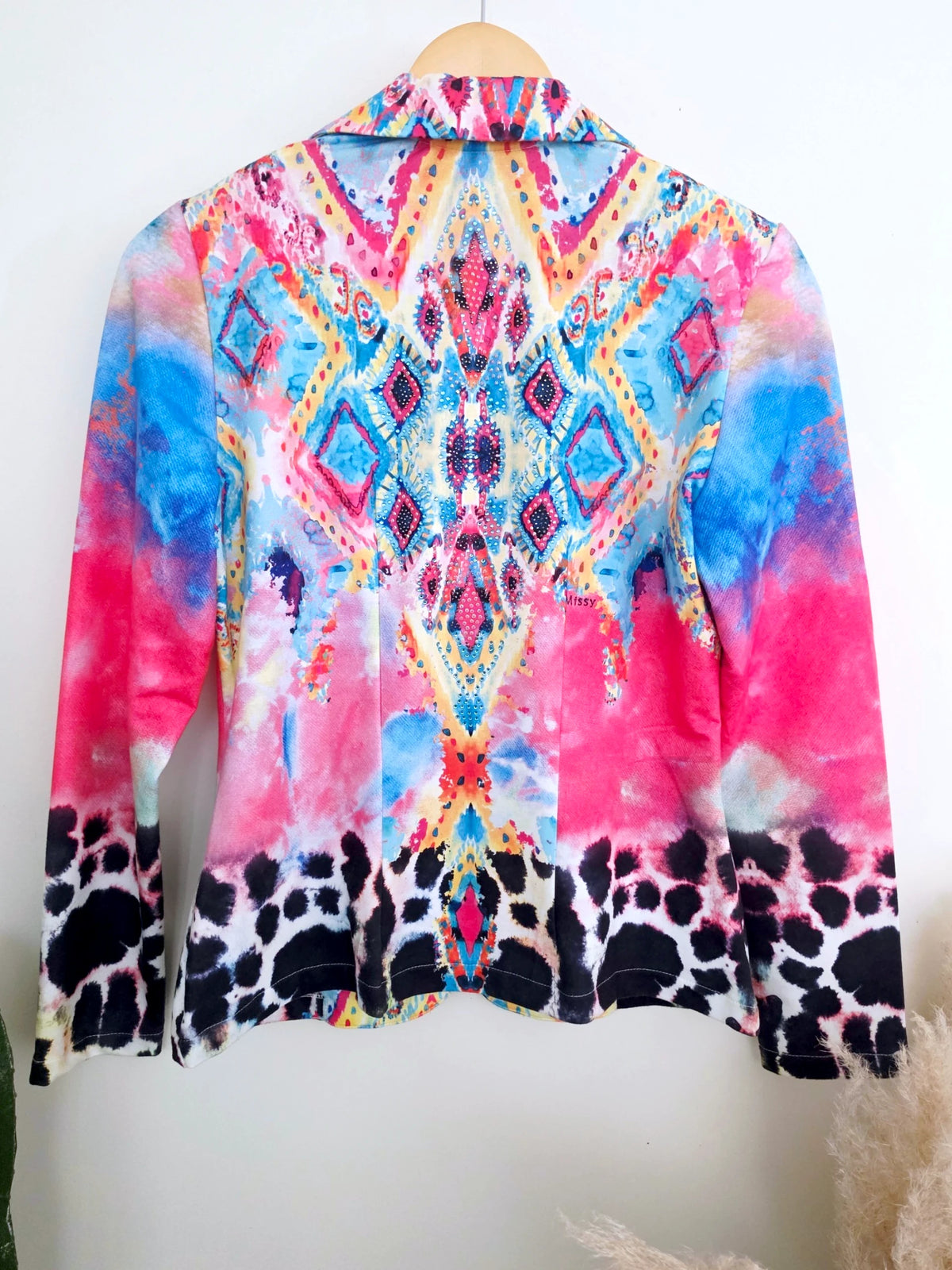 Veste cintrée à imprimé éthnique fluo