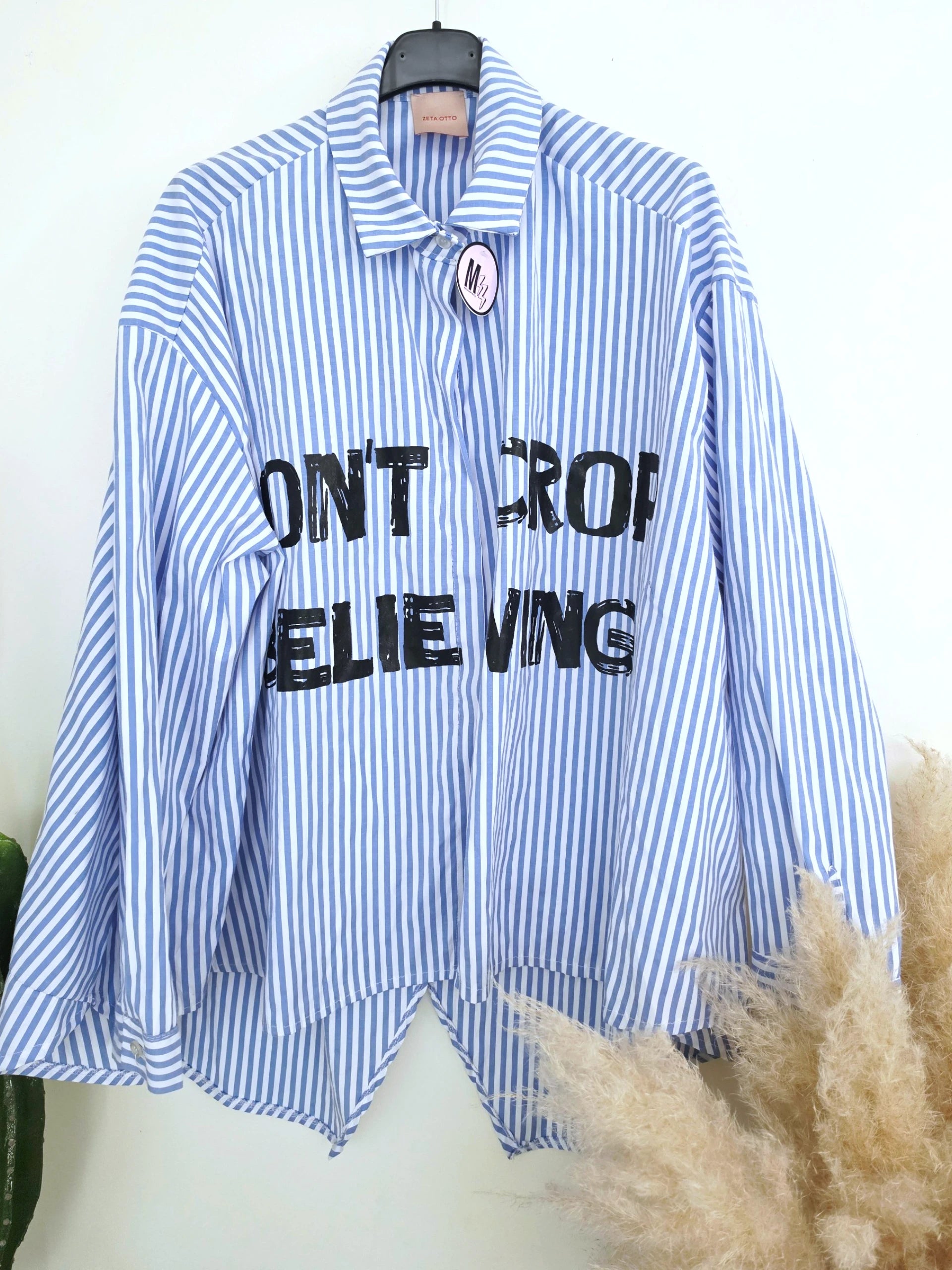 Chemise asymétrique à rayures bleu ciel