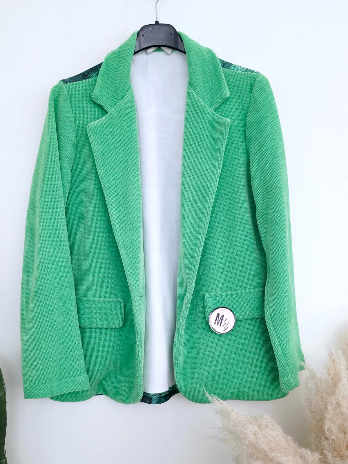 Veste velours ras vert "rock"