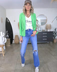 Veste velours ras vert "rock"